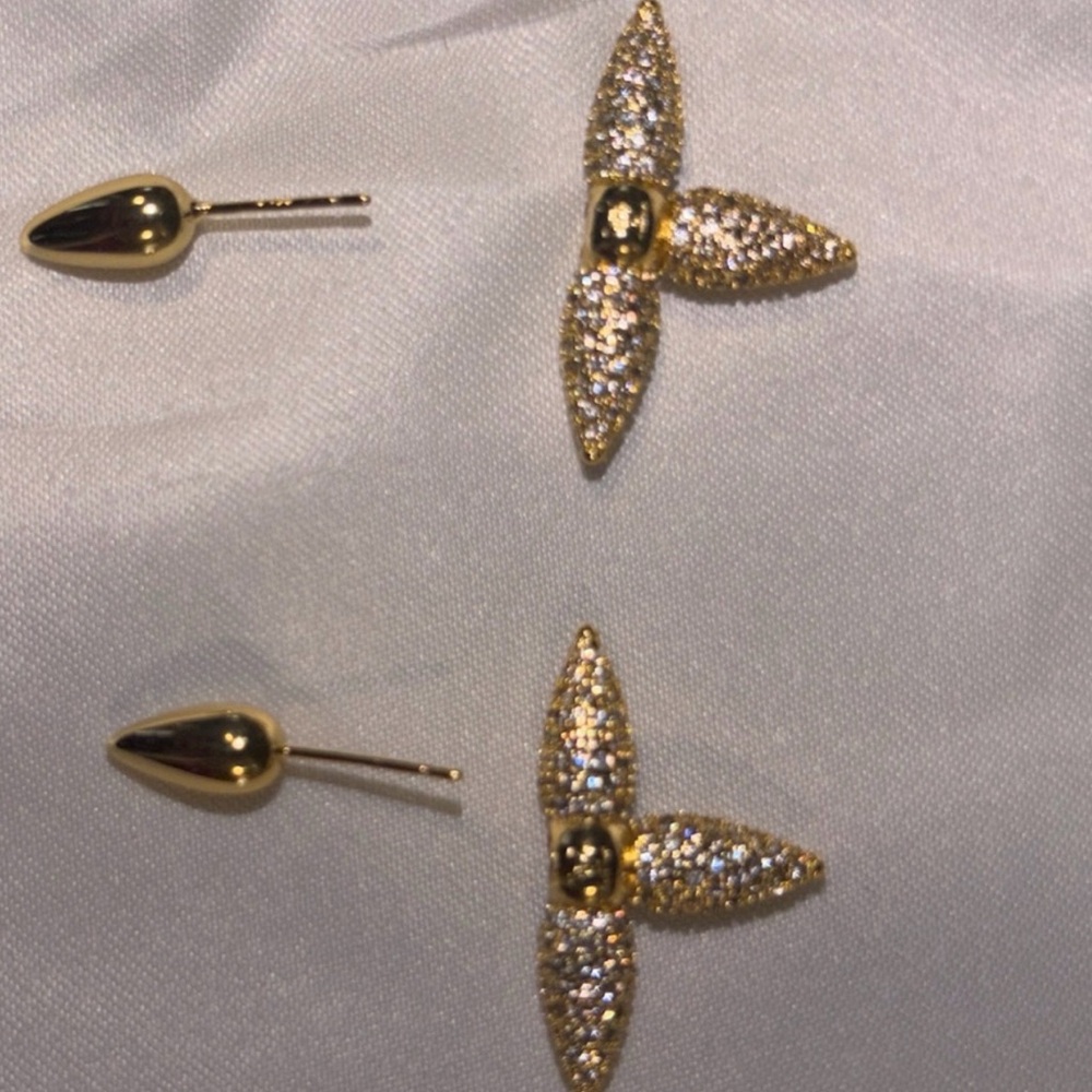 LV gold tone Louisette crystal earrings